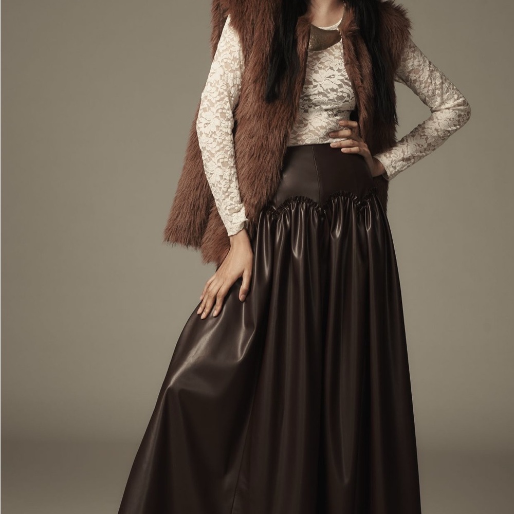 Chocolate  Faux leather skirt